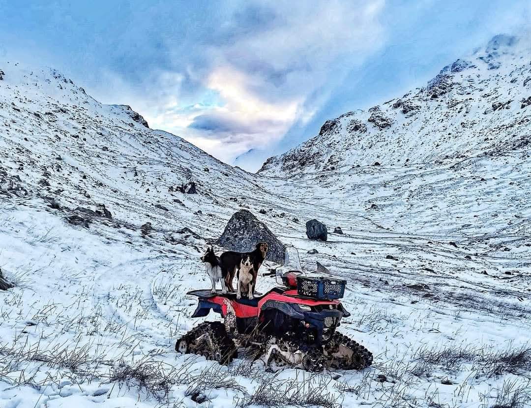 ATV, snow, mountains